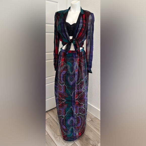 Vintage 80’s Neiman Marcus Two Piece Set with Paisley and Plaid - Picture 1 of 13